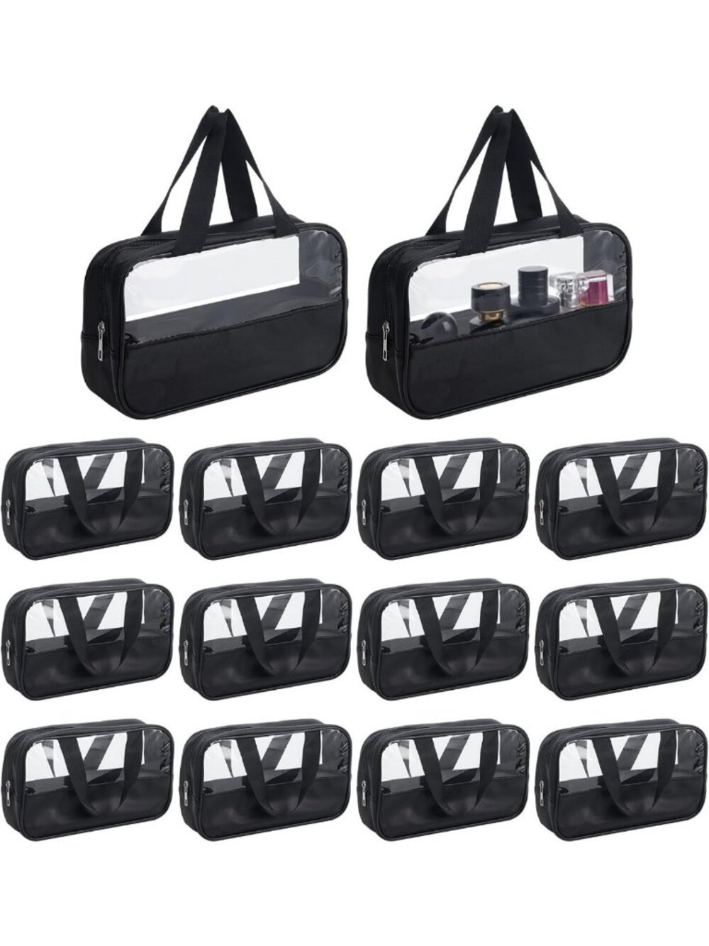 15Pcs Waterproof Makeup Bags Set, Clear Travel Organizers with Handle, Toiletry